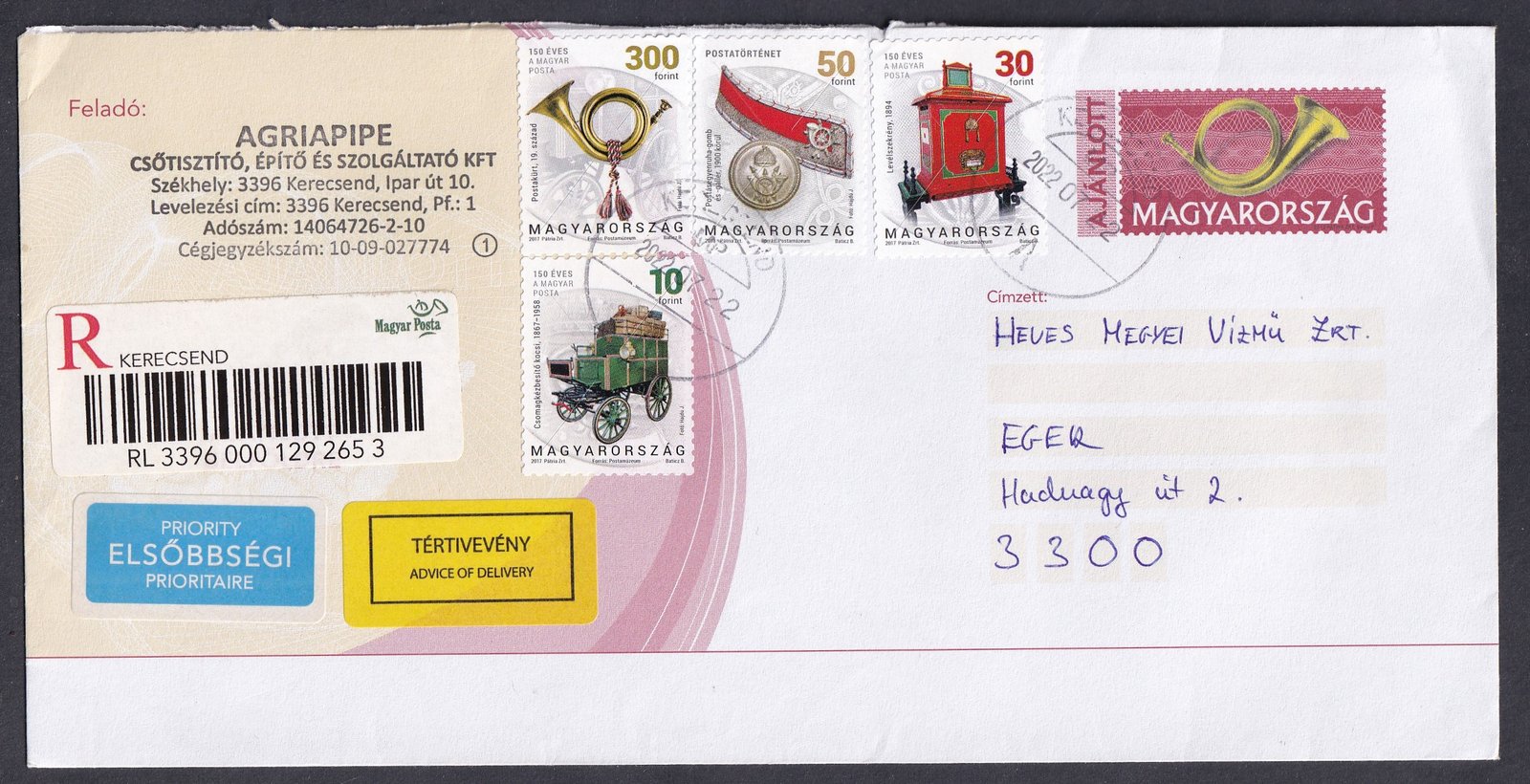 2002. Bélyeggel díjkiegészített Postakész boríték