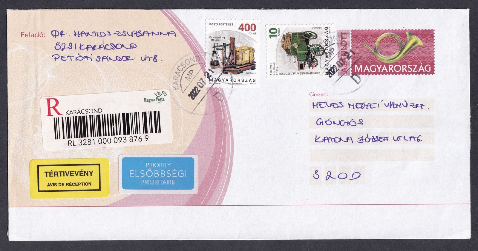 2002. Bélyeggel díjkiegészített Postakész boríték