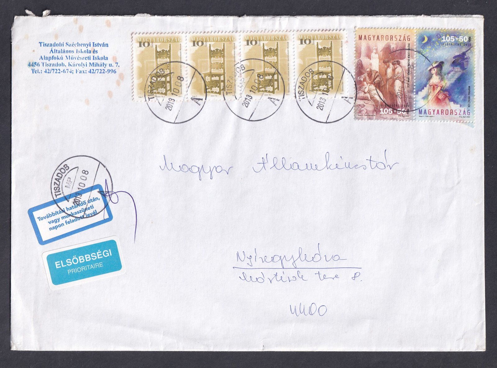 2013. Elsőbbségi levél, bélyegekkel
