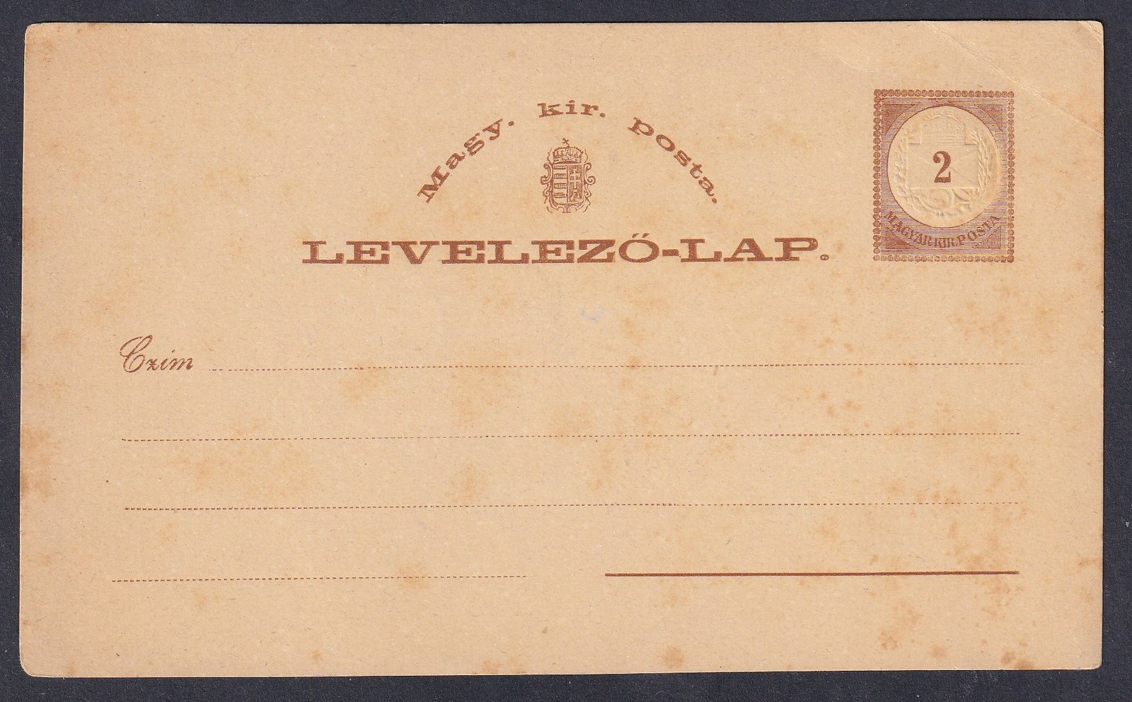 1879. 2kr használatlan díjjegyes levelezőlap