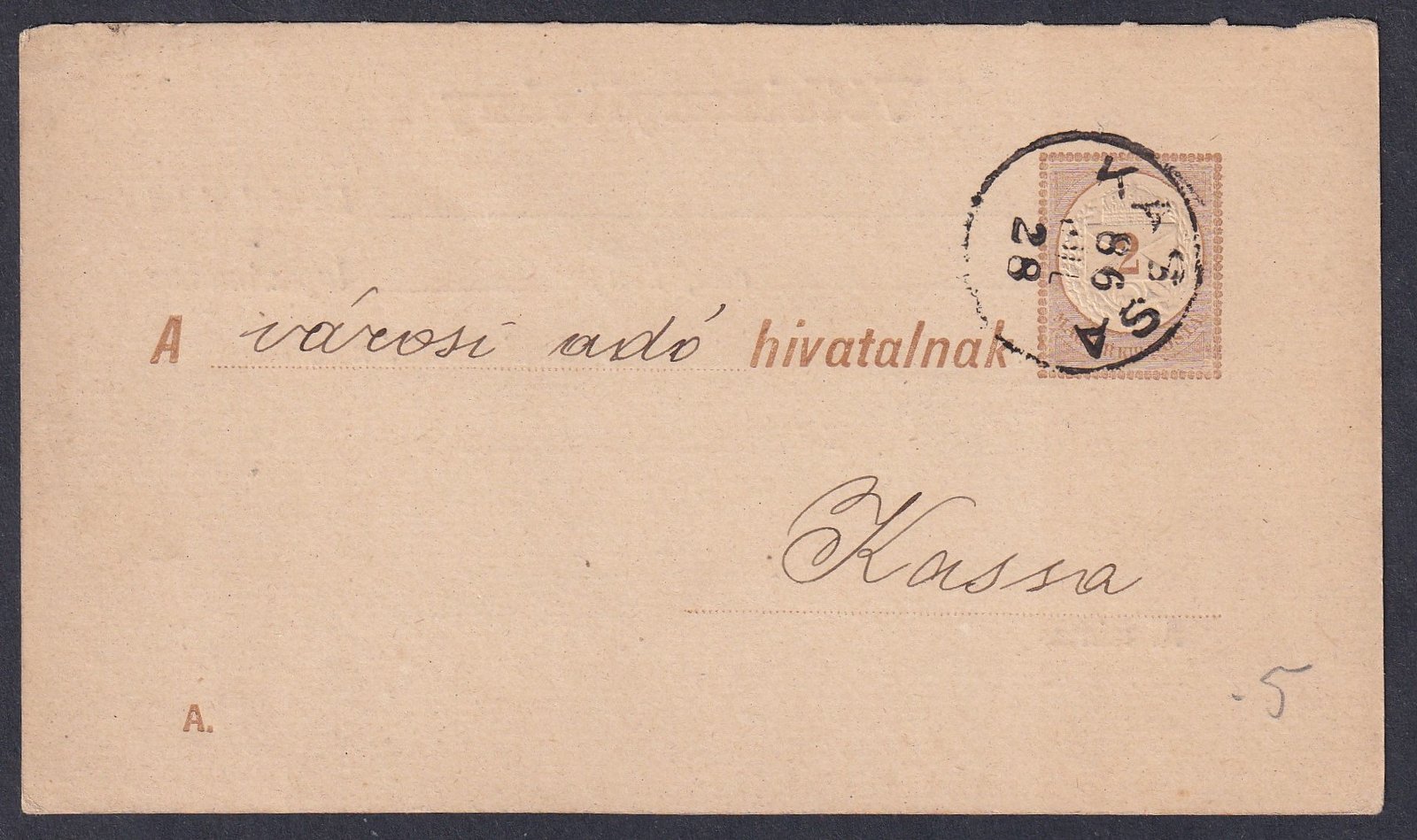 1886. Kassa, Vétbizonyítvány