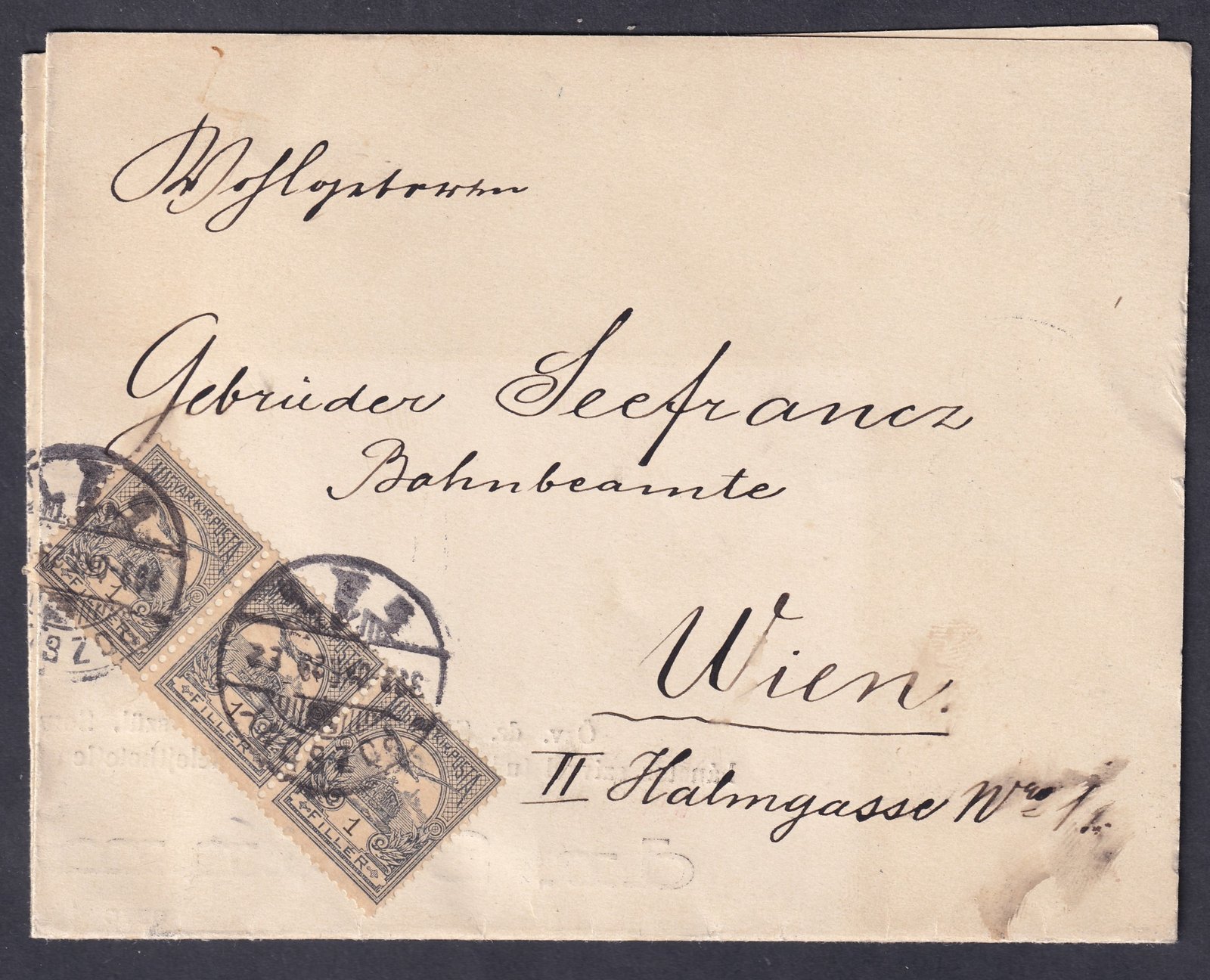 1903. Pozsony, Bécsbe feladott nyomtatvány