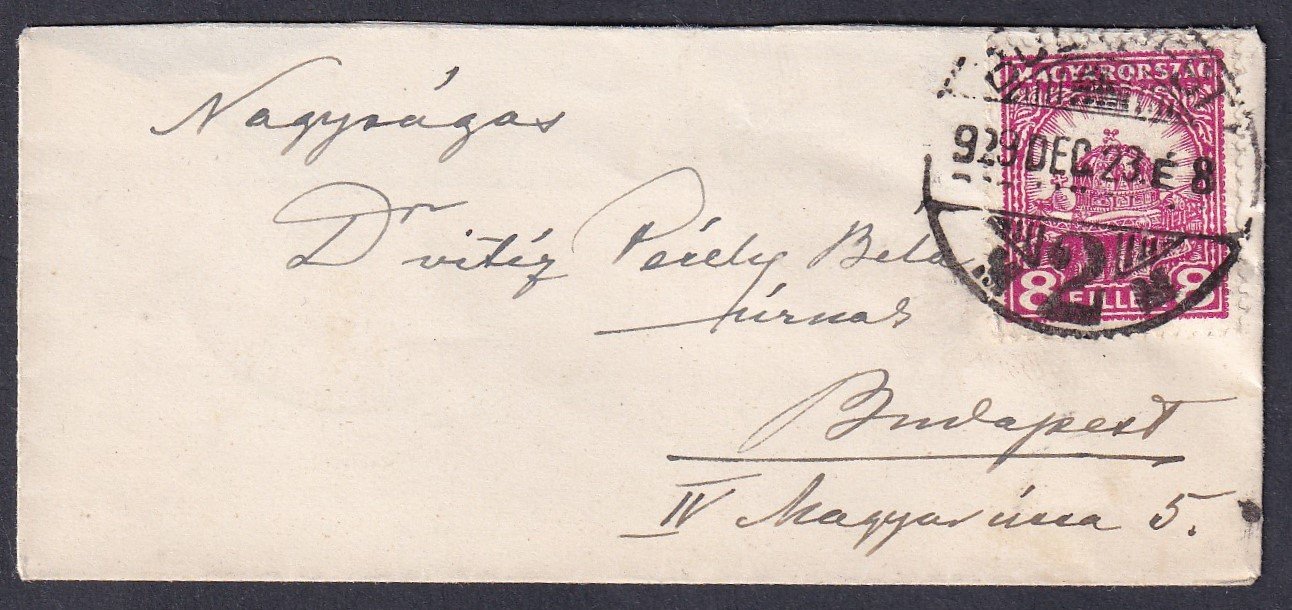 1929. Budapest, helyben feladott kisalakú levél (hölgy levél)