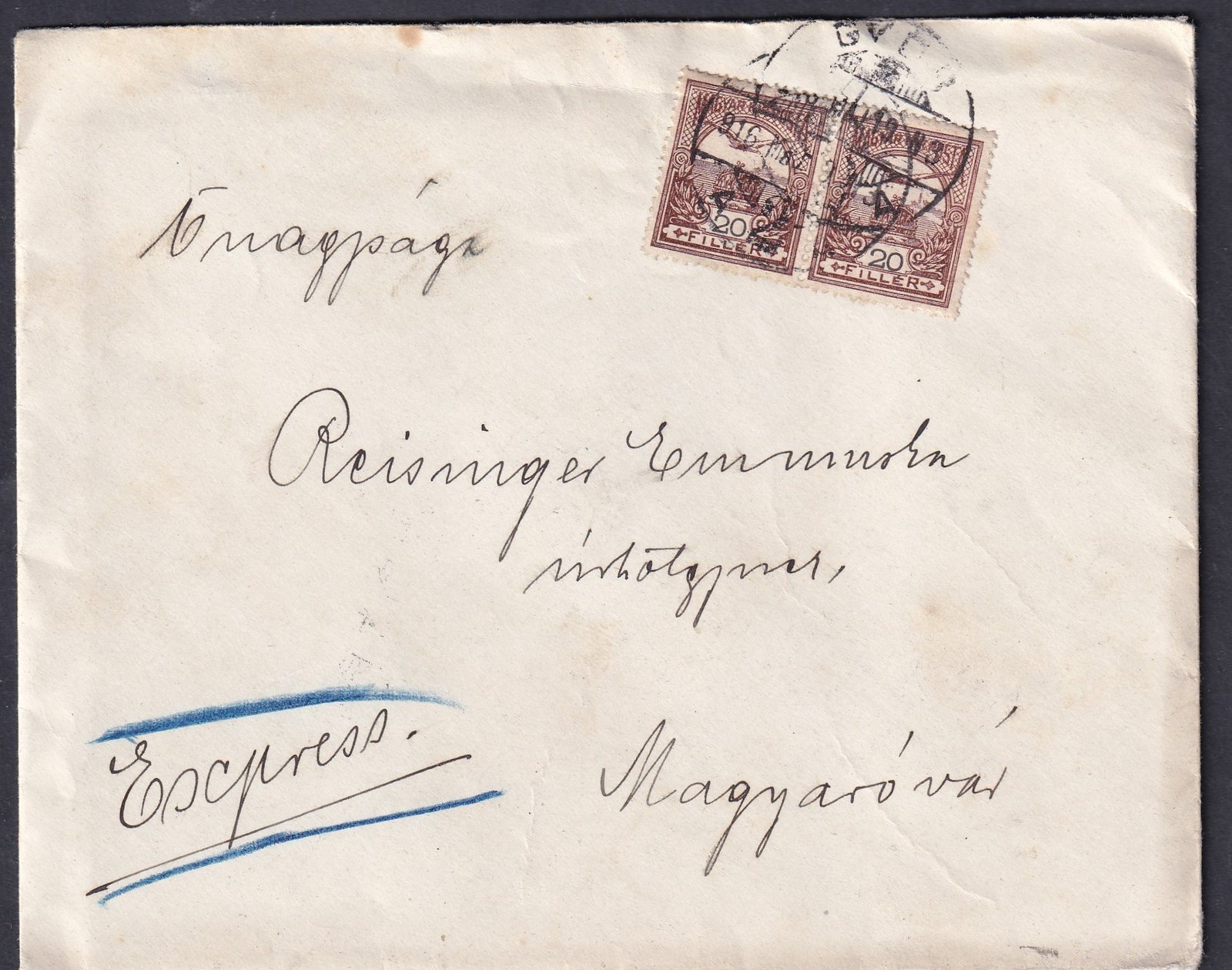 1916. Győr, Magyaróvárra feladott expressz levél - pecsét levélzáró bélyeggel, teljes tartalommal