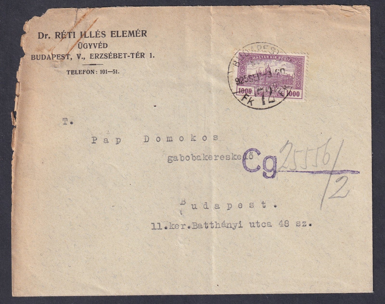 IMG_20251117_0019 1925. Budapest, helyben feladott levél