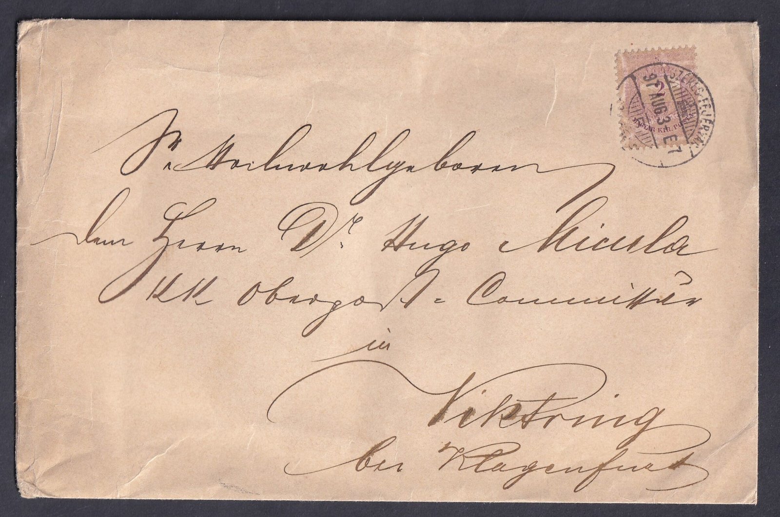 IMG_20251117_0029 1897. Székesfehérvár, Viktring, (Ausztria)-ba feladott nyomtatvány boríték