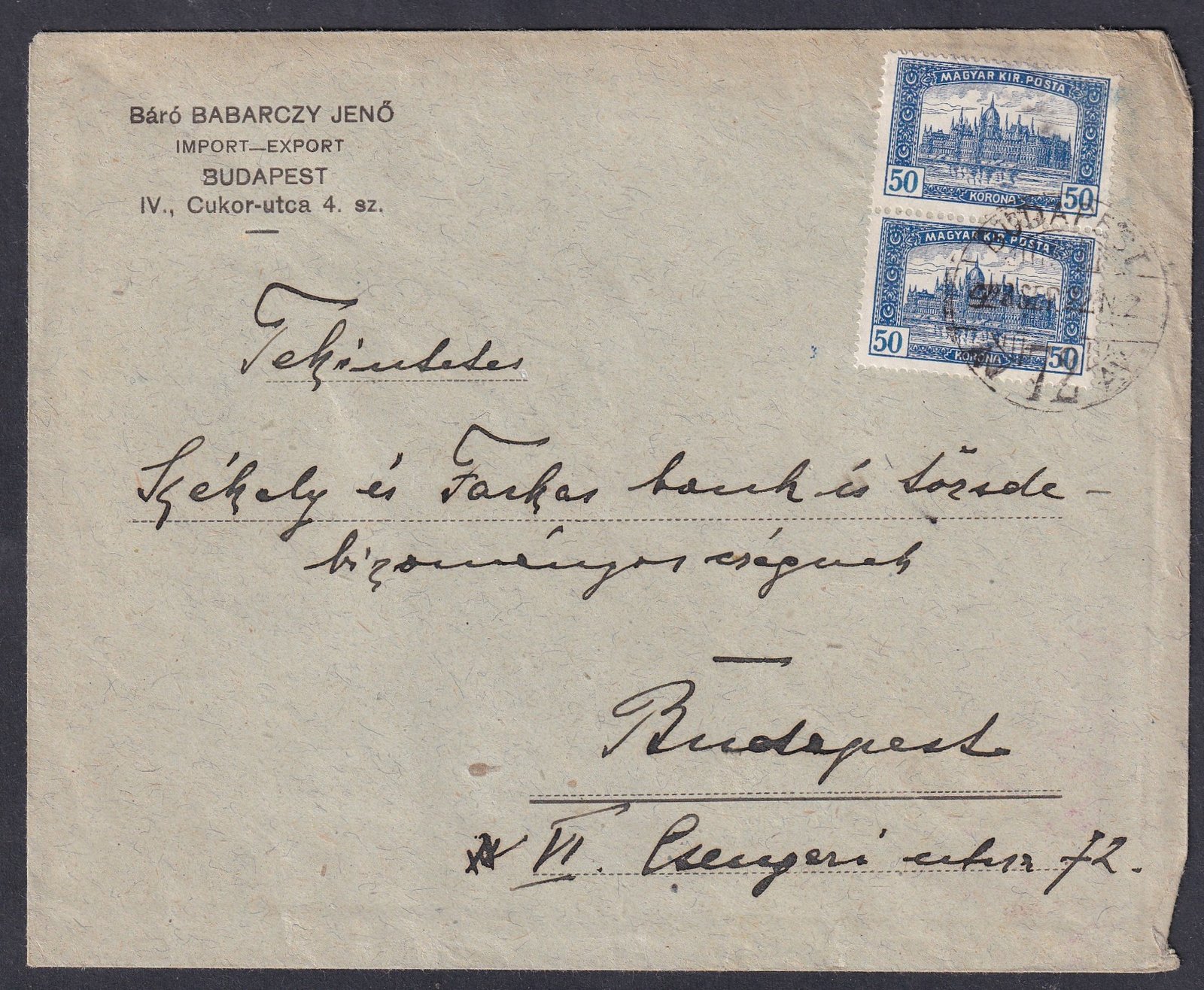 1923. Budapest, helyi levél