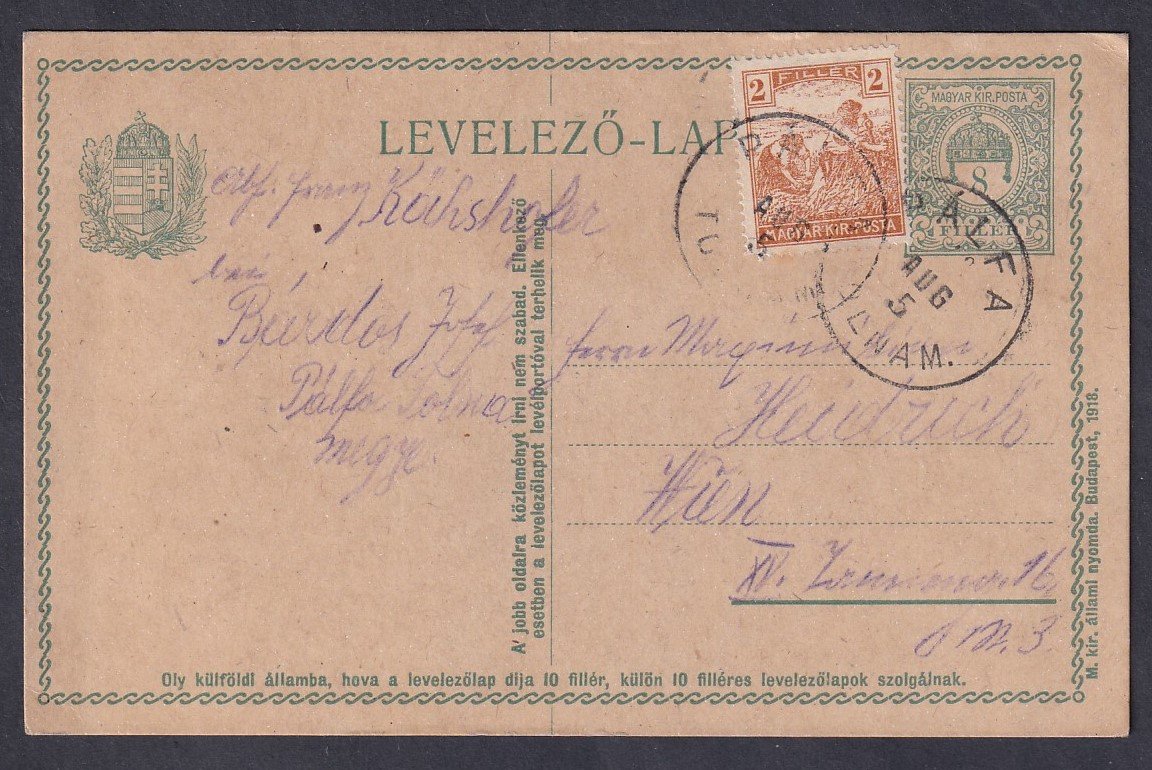 191? PÁLFALVA / NÓGRÁD M. (G.: 80 pont), Bécsbe feladott levelezőlap - bélyegzés évszám nélkül