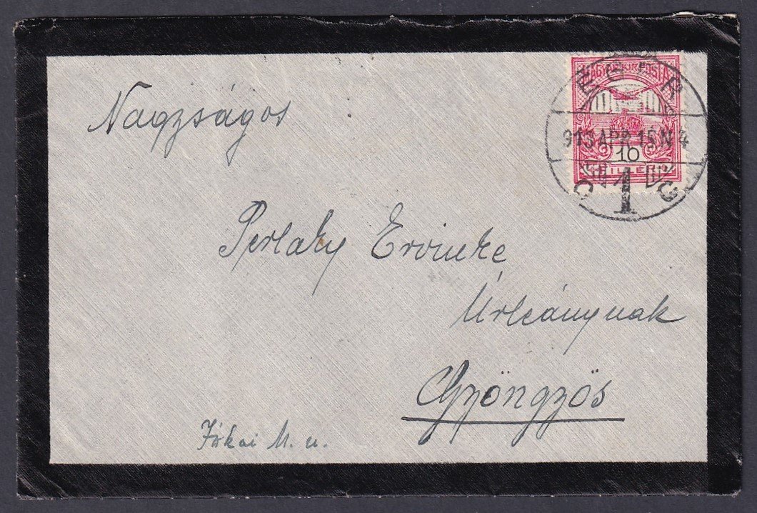 1913. Eger, Gyöngyösre feladott levél tartalommal