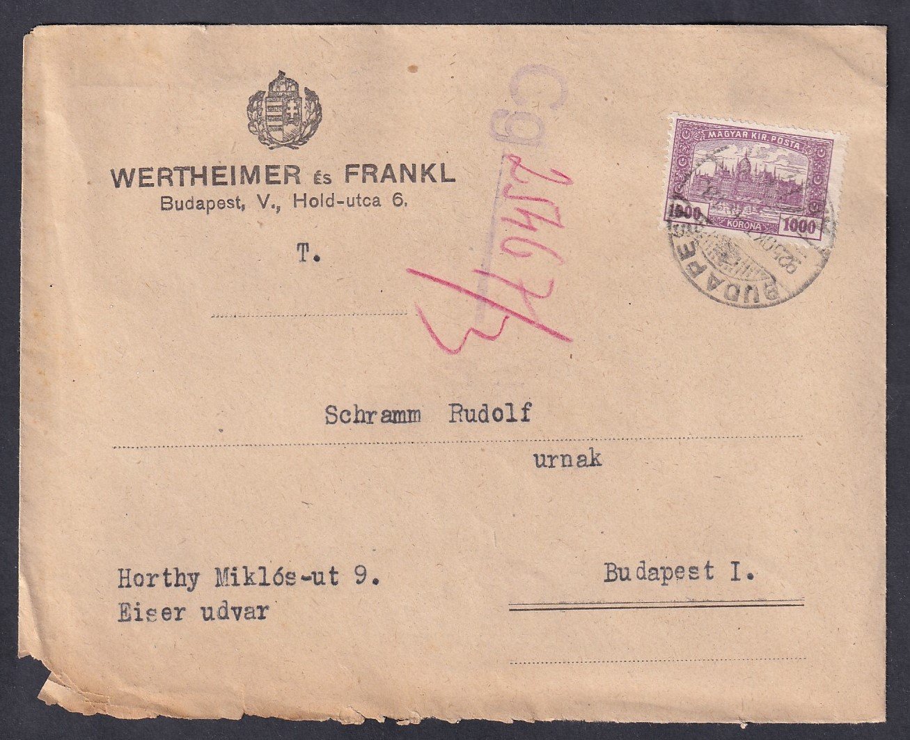 1925. (15. dsz.) Budapest, helyi levél