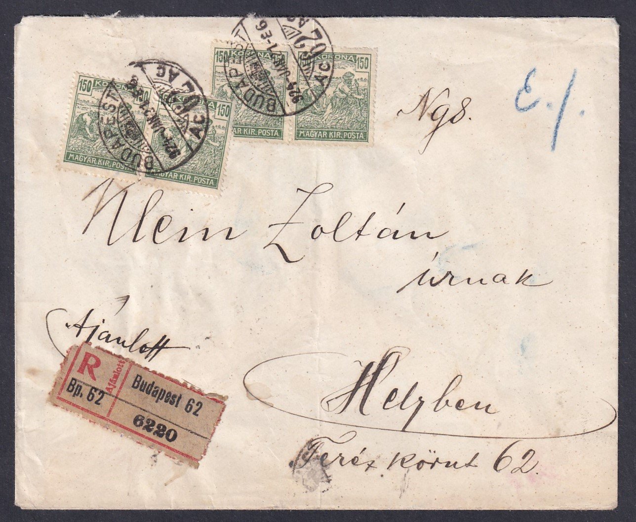 1924. (11. d.sz.) Budapest, helyi ajánlott levél