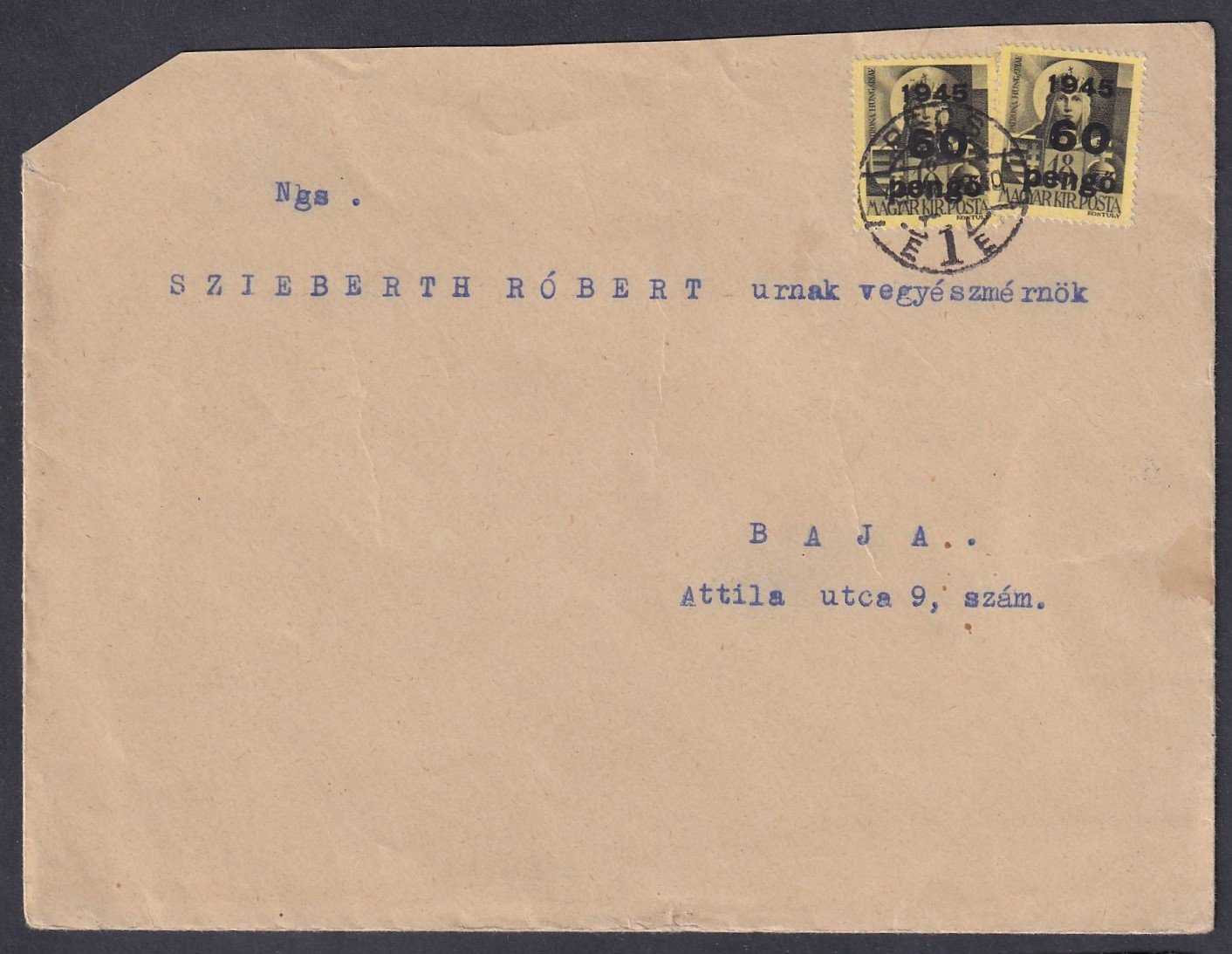 1946. (5. d.sz.) Pécs, Bajára feladott levél - teljes tartalommal