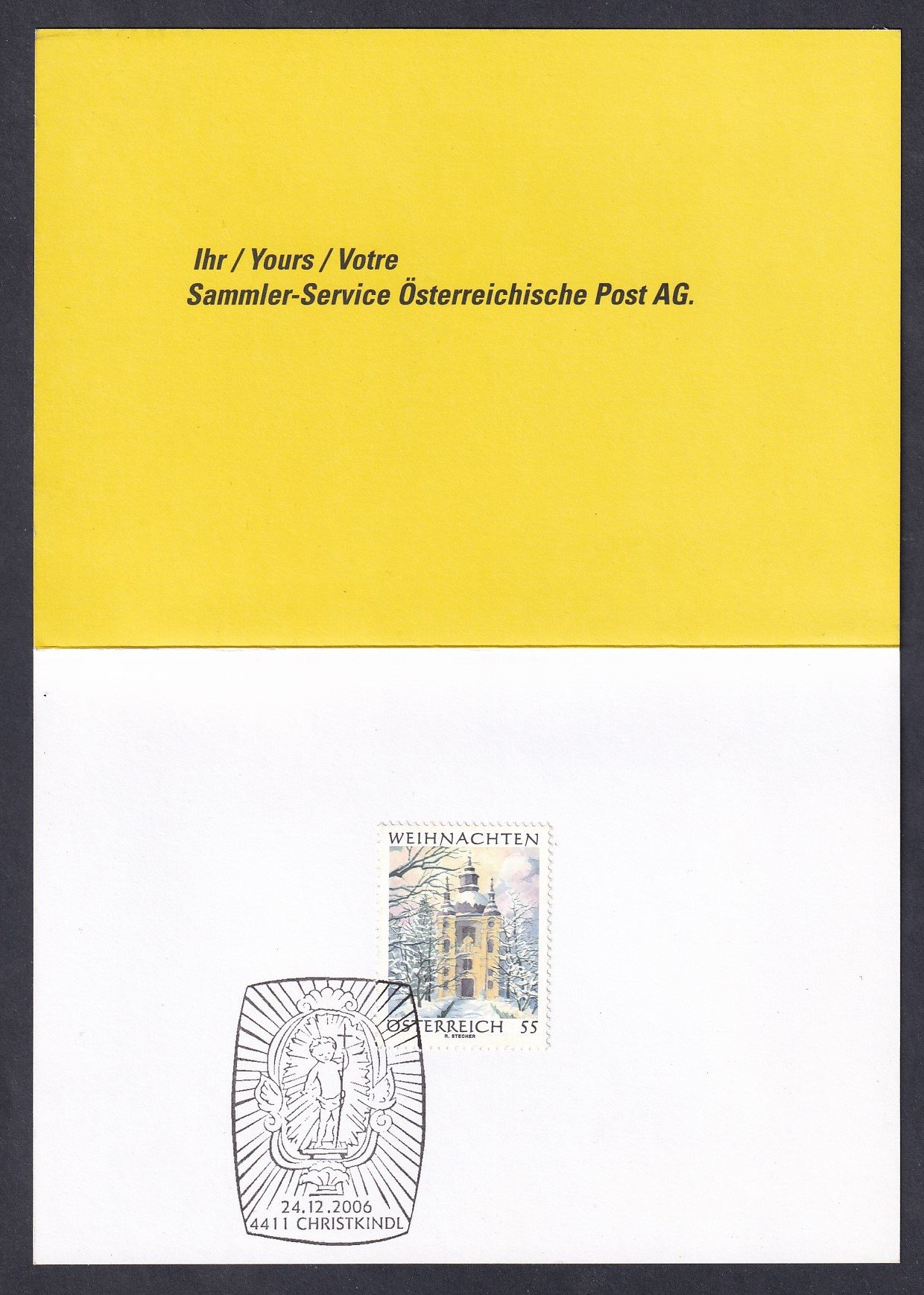 Ausztria, 5 db klf. Karácsony bélyeges darabok