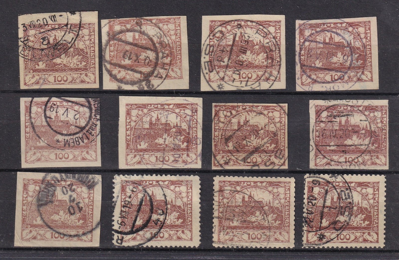 12 db 1918. Csehszlovákia 100h érdekes változatokkal