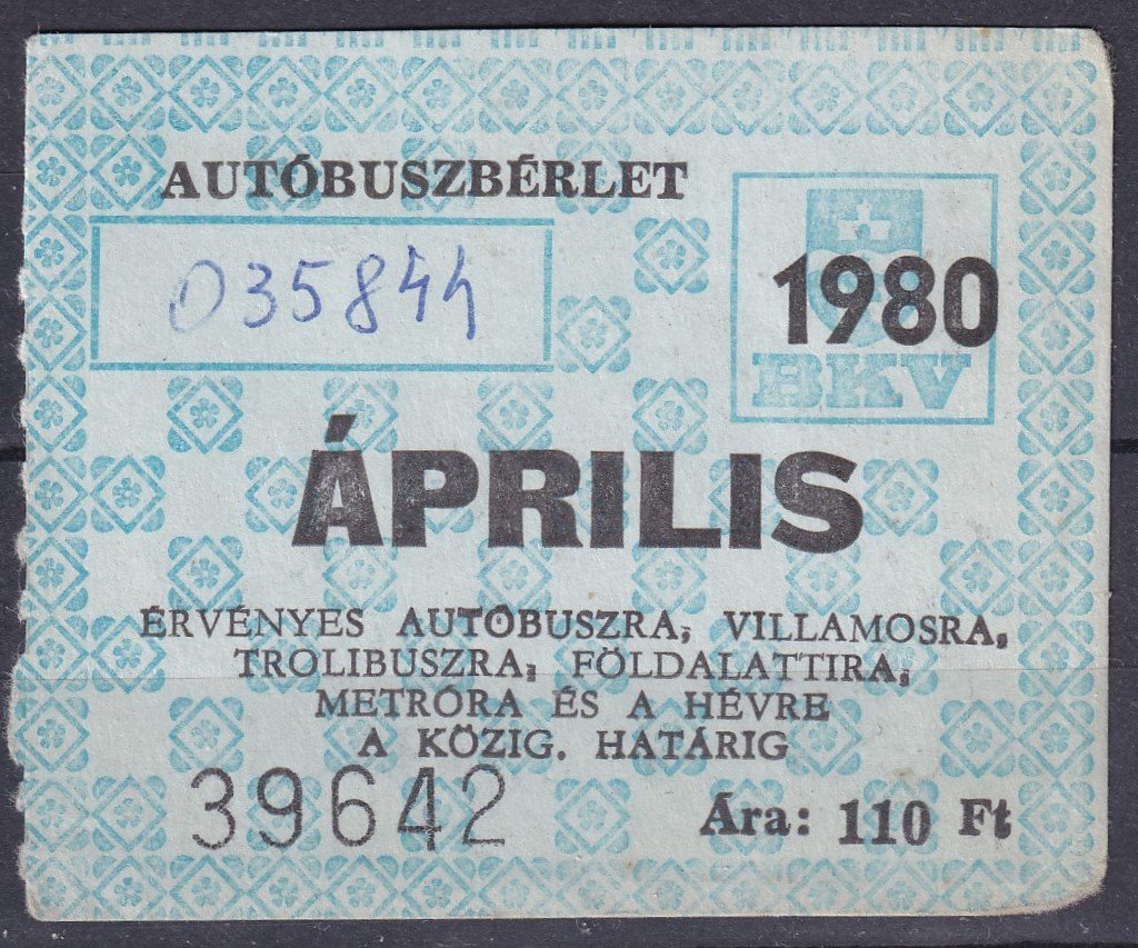 1988. BKV. Autóbuszbérlet – Április