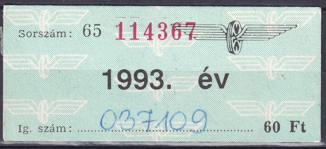 1993. Máv Bérlet igazolás