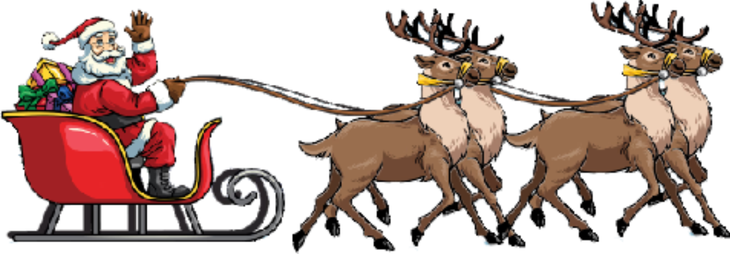 Mikulás szánon 4 rénszarvassal