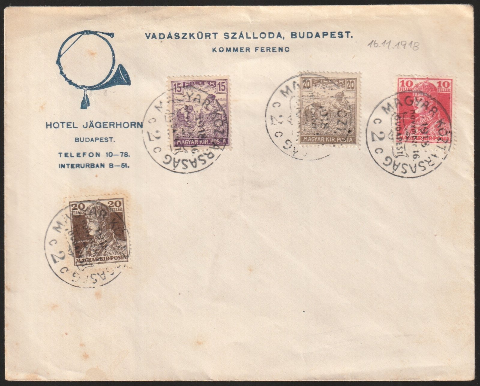 1918. Magyar Köztársaság alkalmi bélyegzés