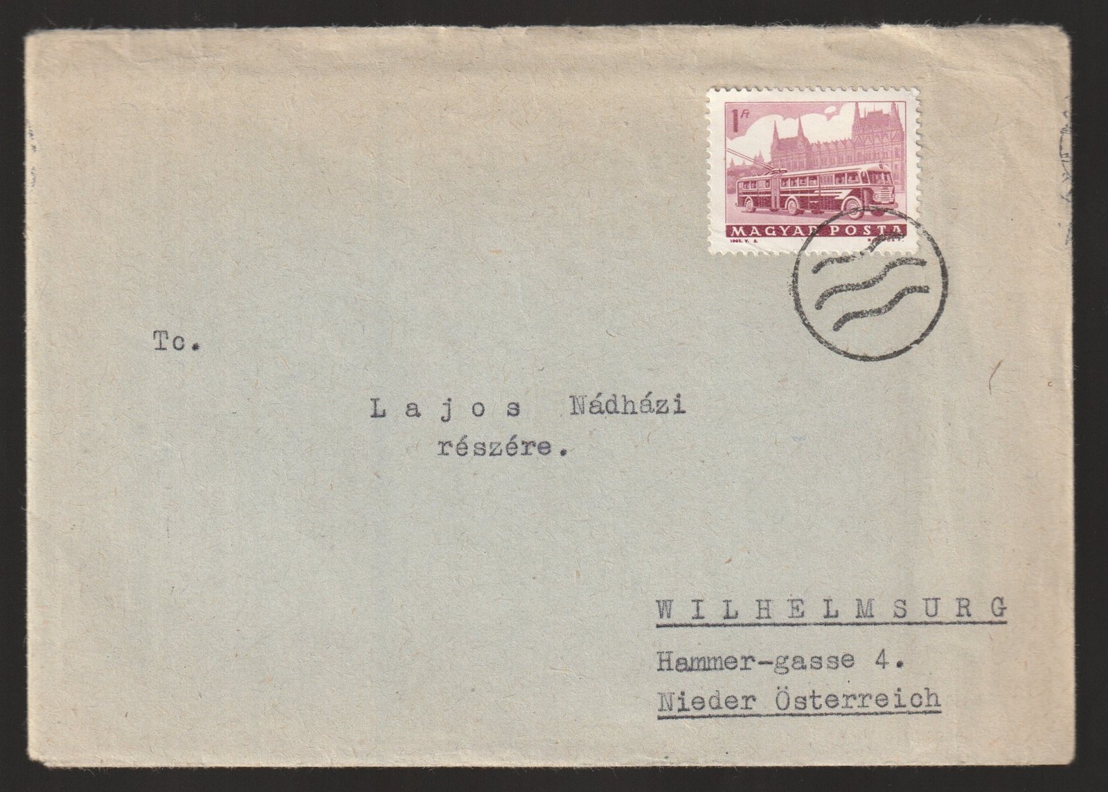 196? Ausztriába feladott levél, érkezési néma bélyegzéssel, teljes levéltartalommal. A dokumentum különösen érdekes a vasfüggöny következményeinek bemutatása, valamint az azok nyomán kibontakozó családi dráma miatt