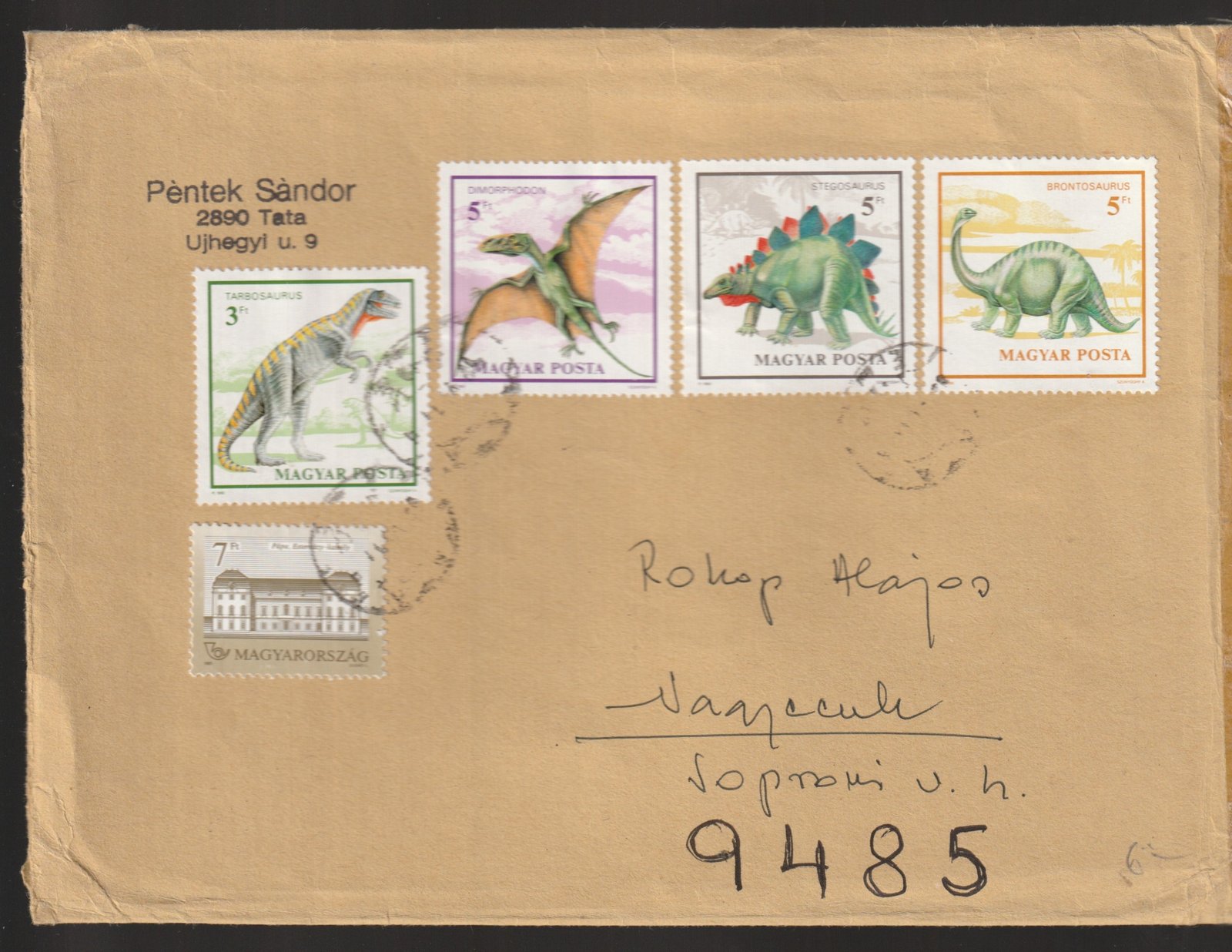 199? Belföldi levél dínos bélyeggel