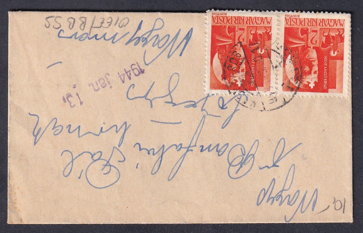 1944. Nagymaros helyi nyomtatvány boríték - ritka küldemény fajta -  kis alakú hölgy levél