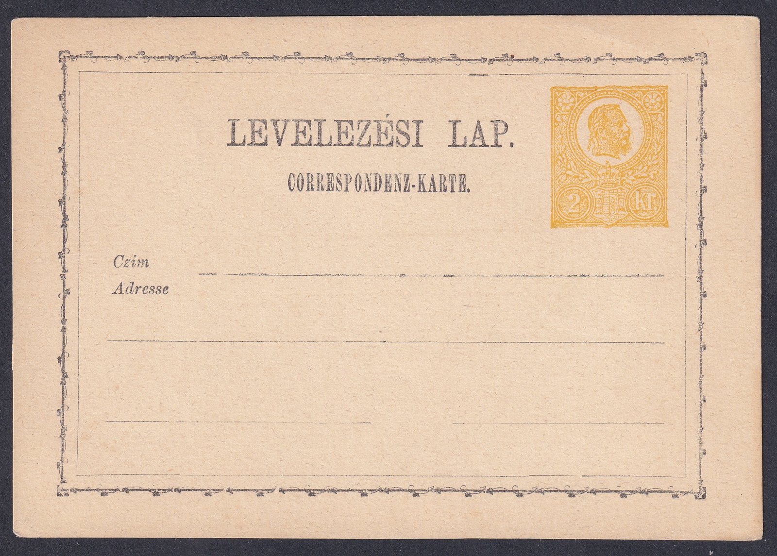 IMG_20251214_0006 1871. 2 krajcáros levelezőlap – első foltos arckép Pöttyös Jóska), nagy ritkaság!