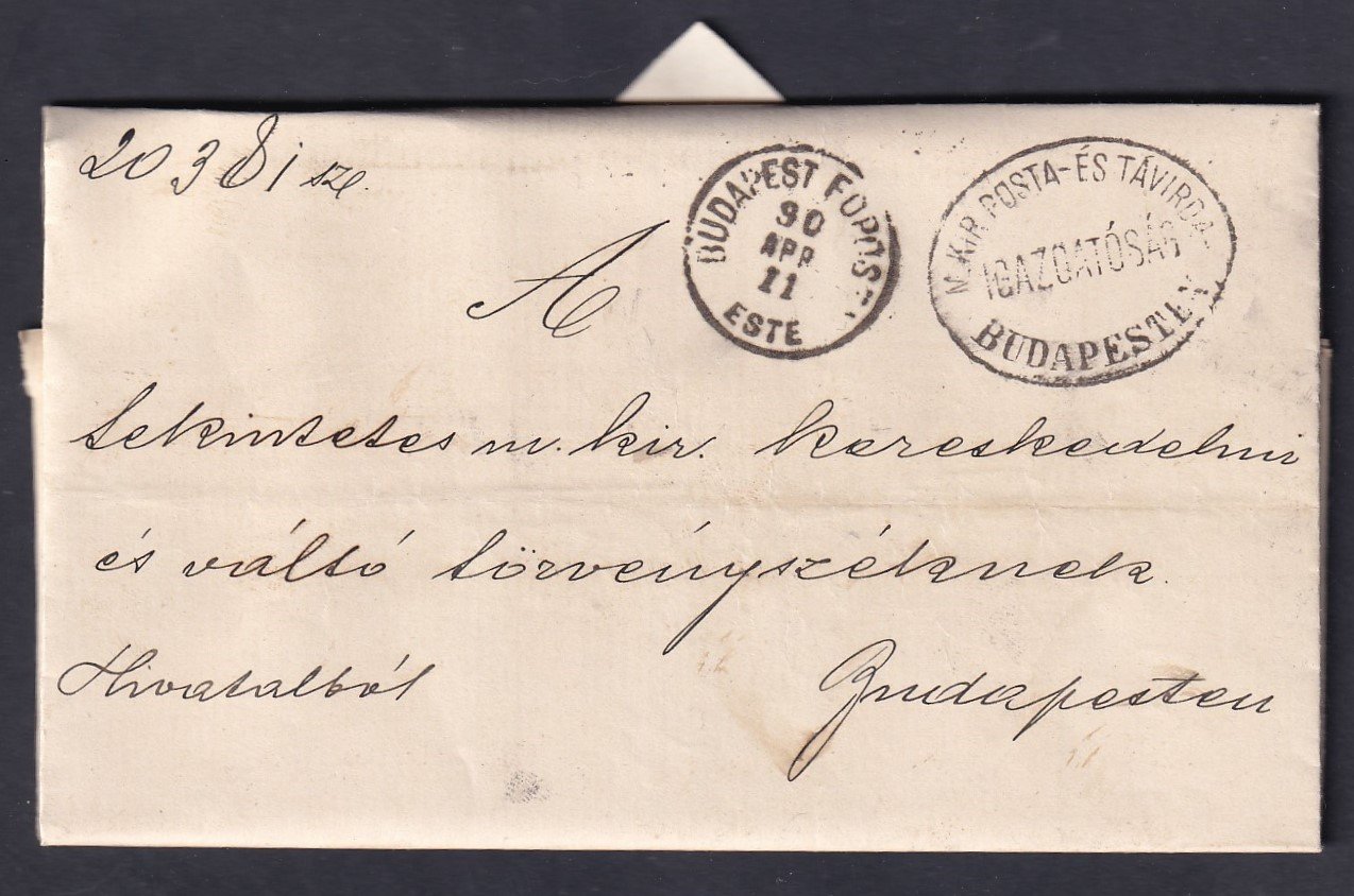 IMG_20251217_0003.1 1890. Budapest, helyben feladott ex offo levél (Magy. Kir. Posta és Távírda Igazgatóságtólí) teljes tartalommal