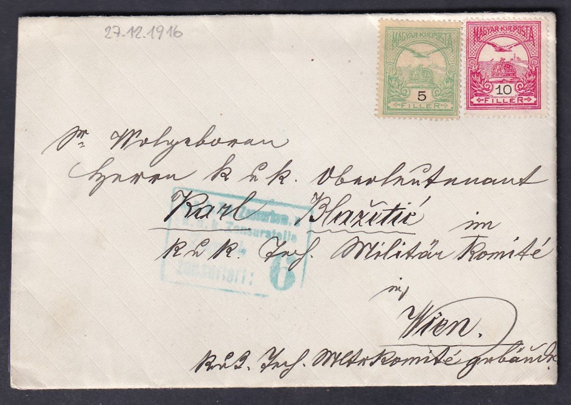 1917. Zagreb, Bécsbe feladott cenzúrázott levél, teljes tartalommal