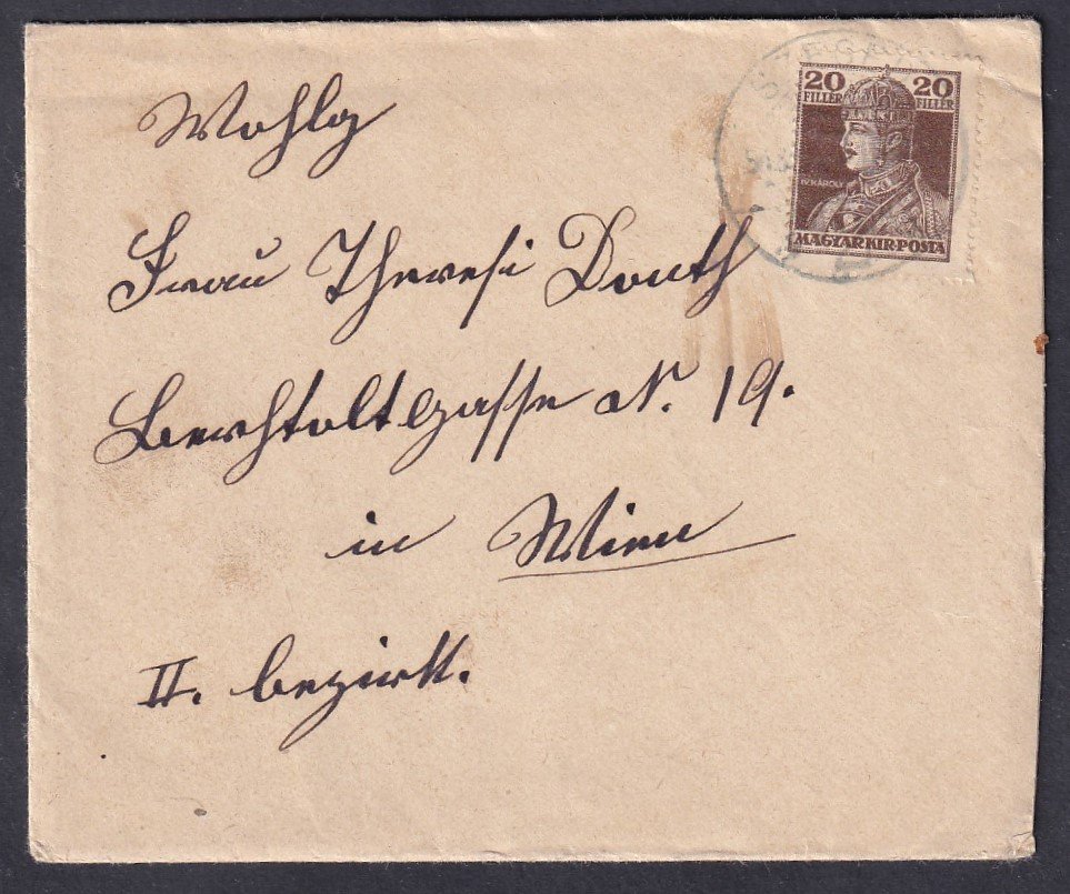 1918. Bécsbe feladott levél teljes tartalommal