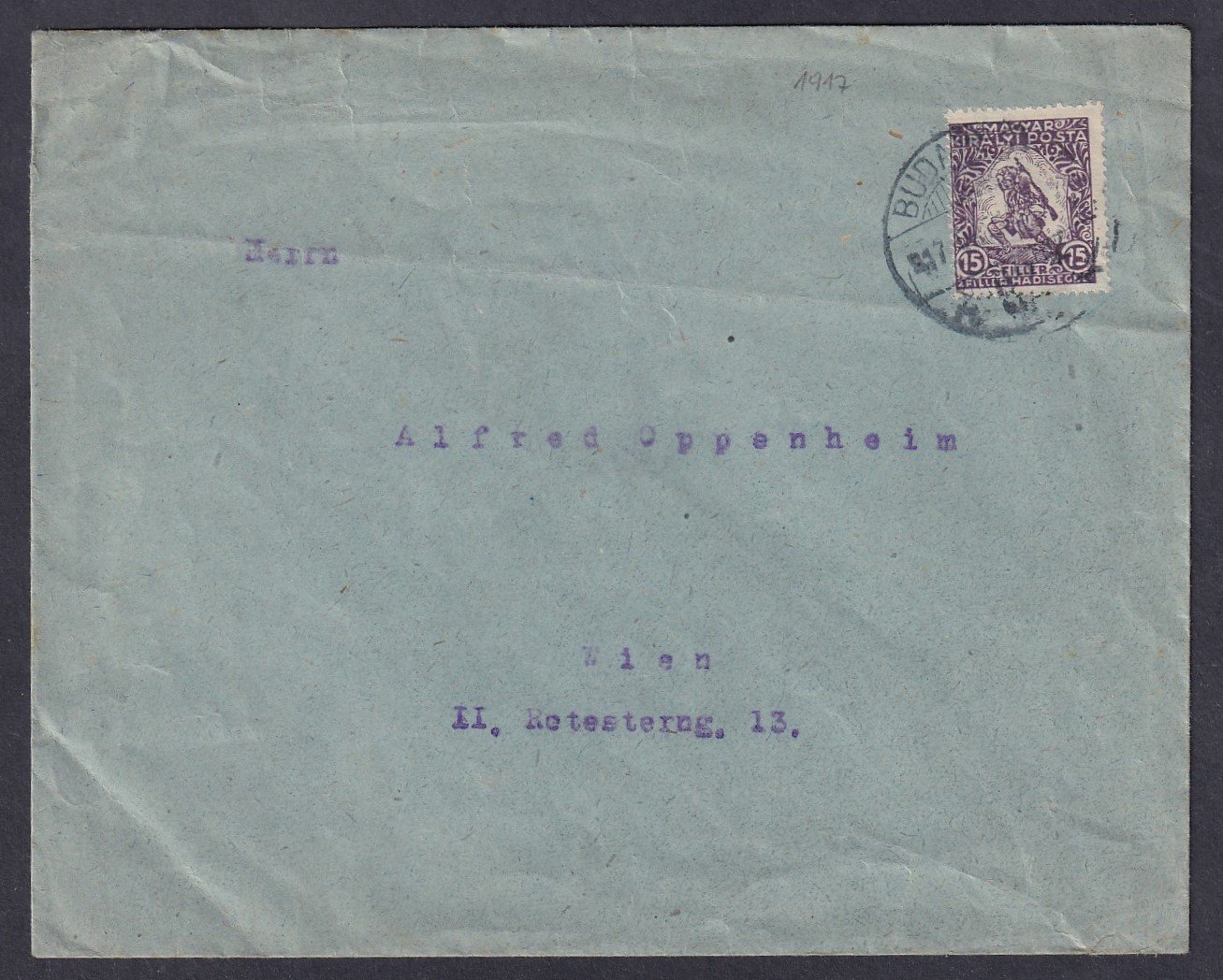 1917. Budapest, Bécsbe feladott levél - Hadisegély III. bélyeggel