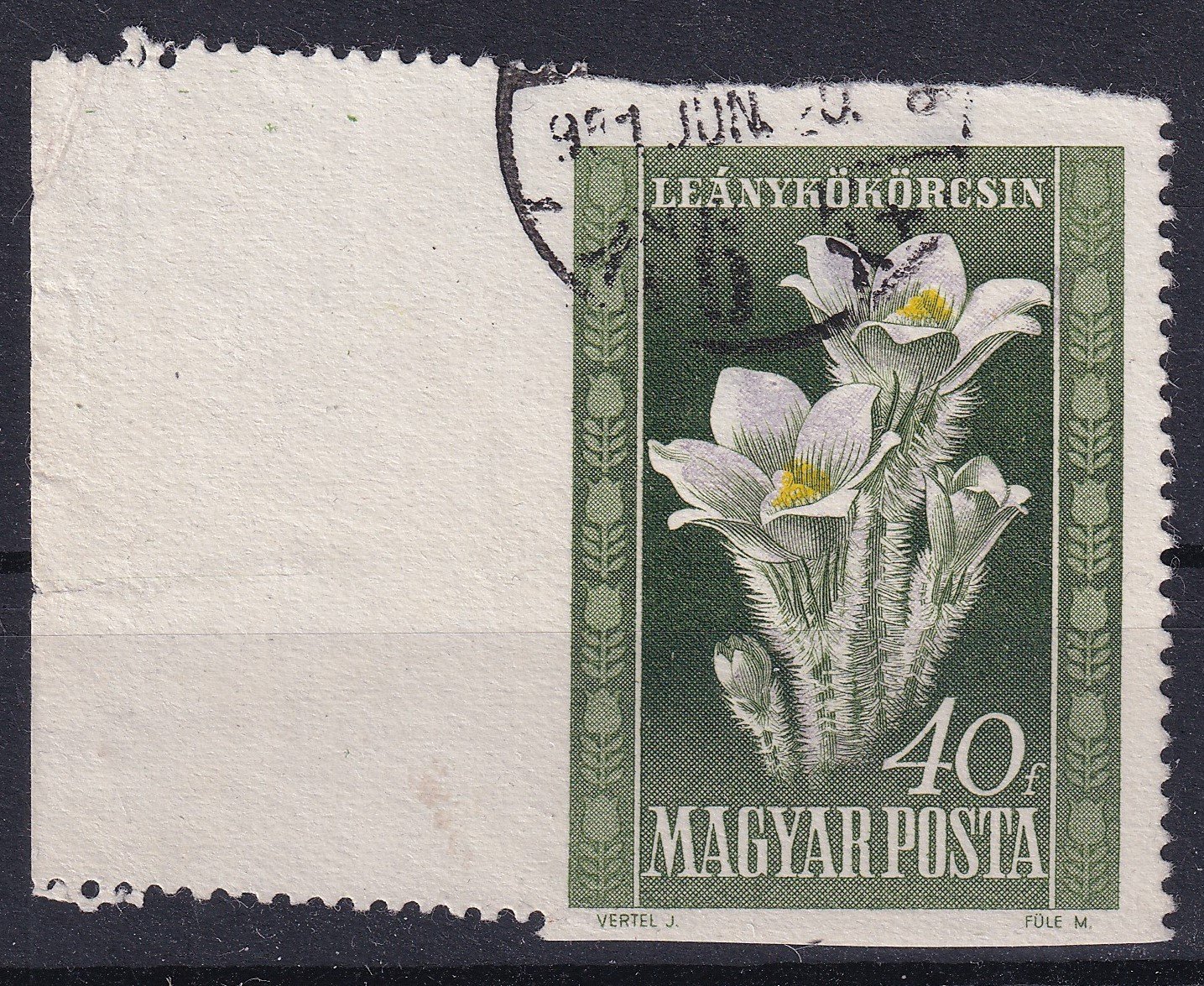 1950. Virág I. 40f erősen eflfogazott bélyeg