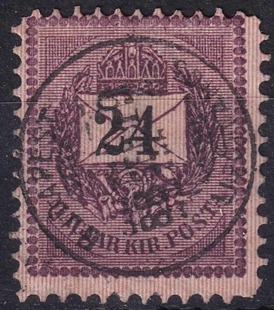1888. sztereotíp 24 kr, sötétlila színben – Budapest / Lipótváros