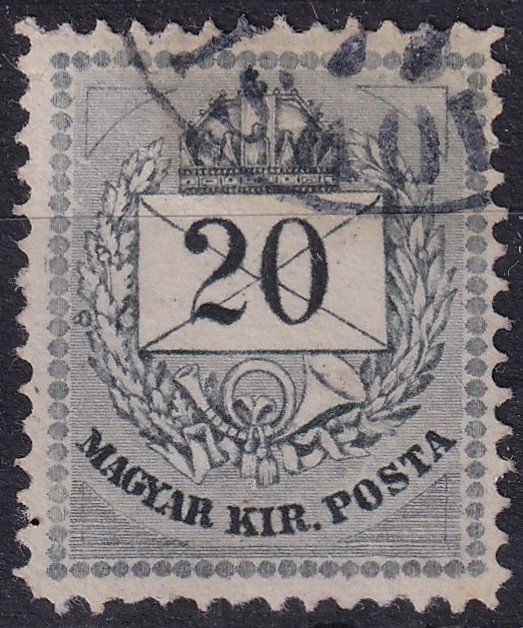 1874. 20kr - alsó ernyős javítással - nagyon szép élénk színnel!