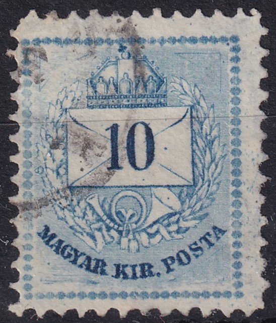 1881. 10 kr – több érdekességgel, köztük a bal alsó sarokban található kontár metszet javításával