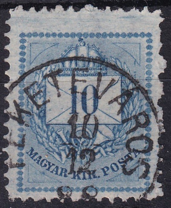 1881. 10kr magasra fogazva - FEKETEVÁROS (1888. 12. 10.) Gudlin: 150 pont