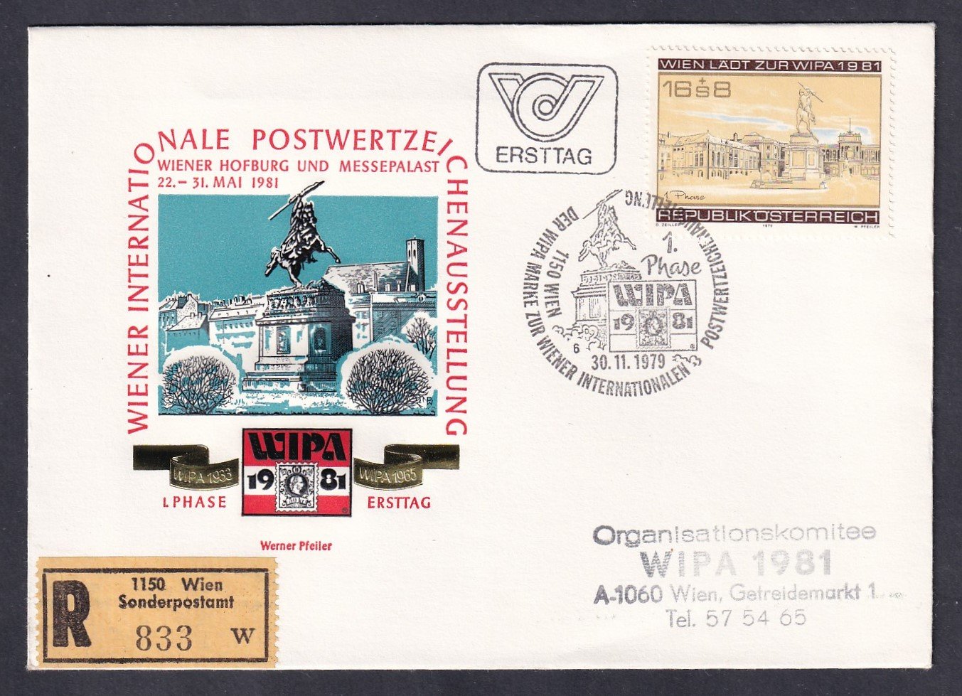 1981. Ausztria, WIPA bélyegkiállítás boríték - alkalmi ragjeggyel!