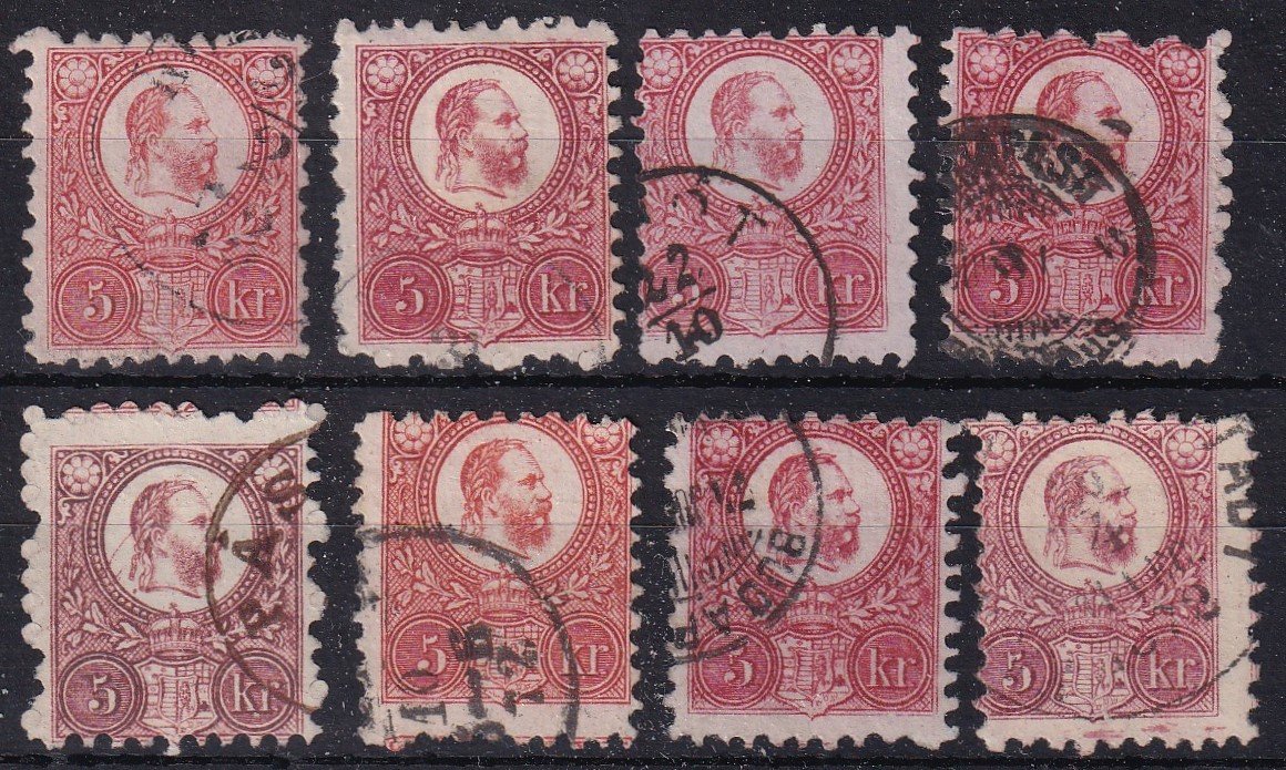 1871, Réznyomat 5kr színváltozatok - bal alsó bélyegen "karcos lemez" tévnyomat