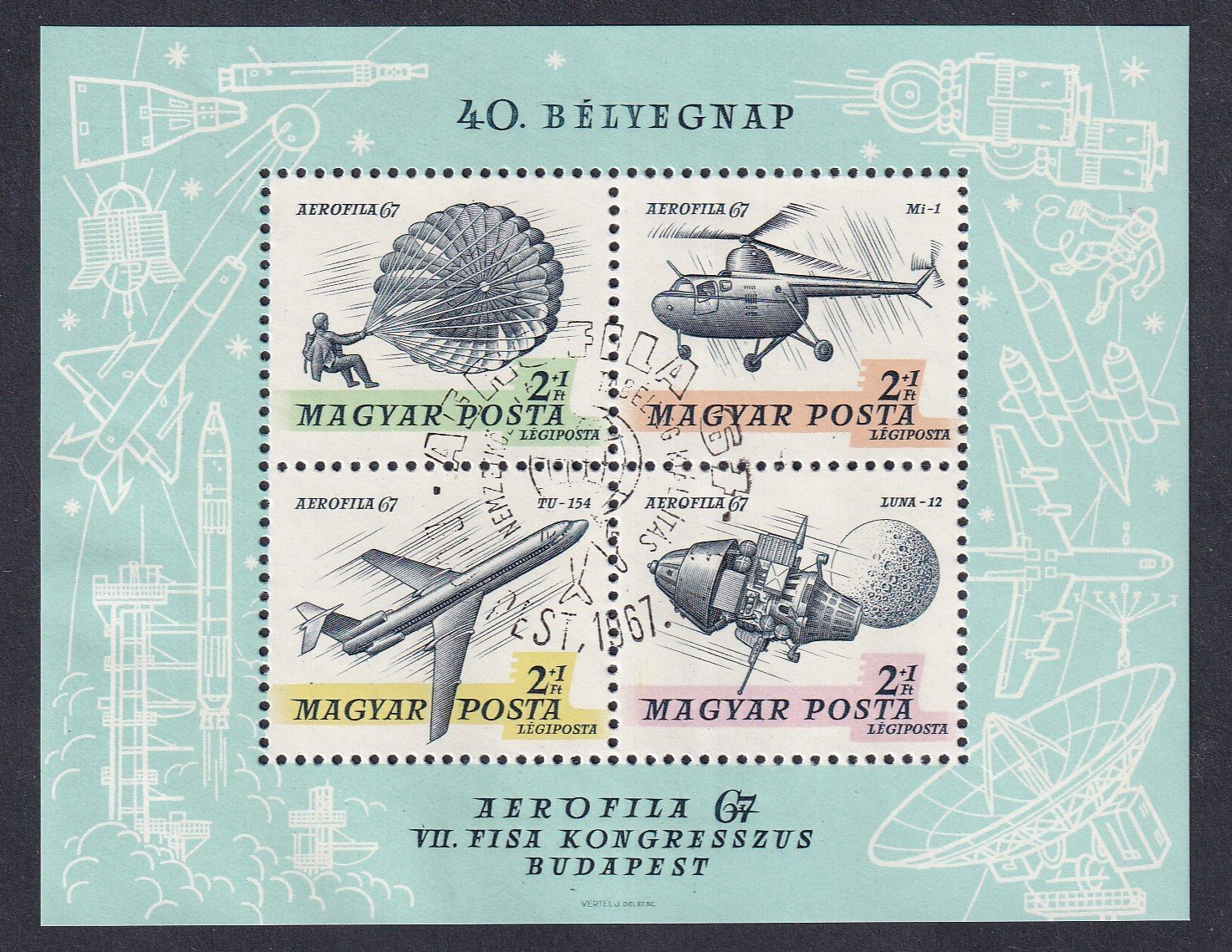 1967. Bélyegnap blokk alkalmi bélyegzéssel