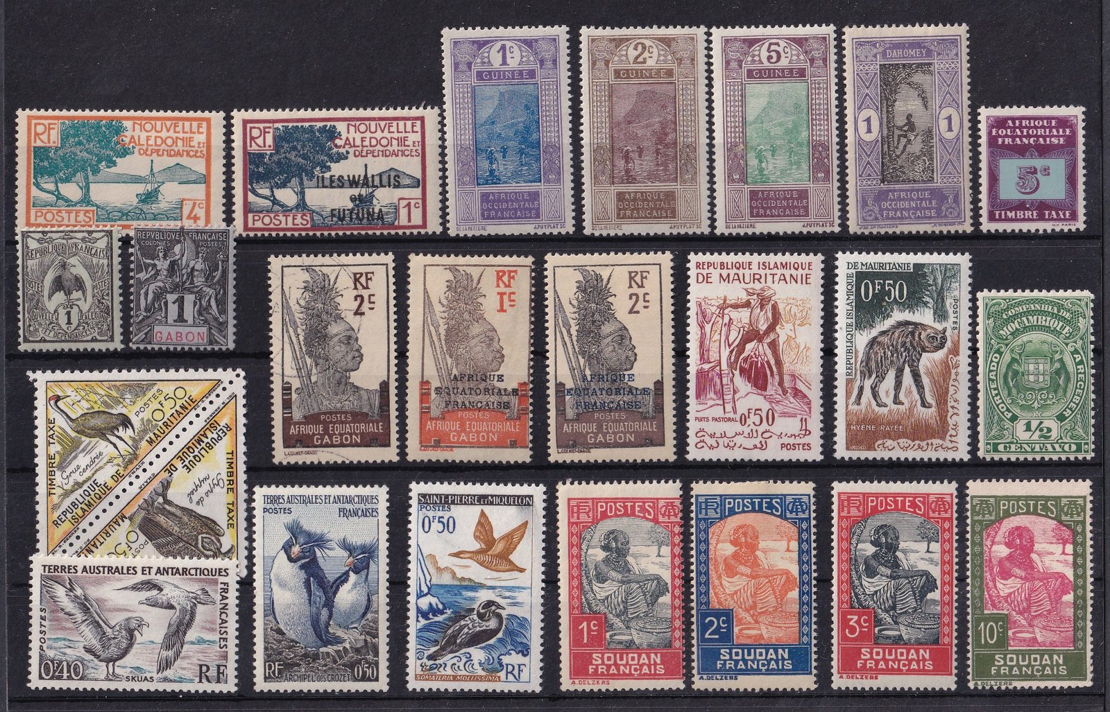 Afrika gyarmati kiadások - falcos és postatiszta bélyegek