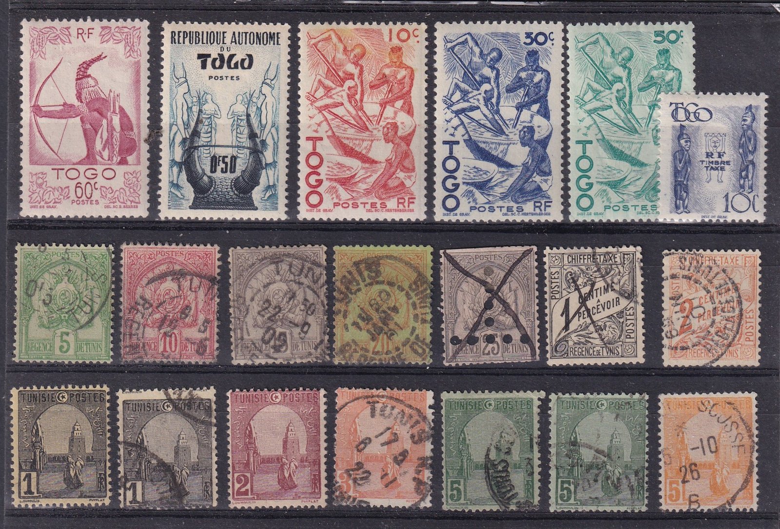 Afrika gyarmati kiadások - falcos és postatiszta bélyegek