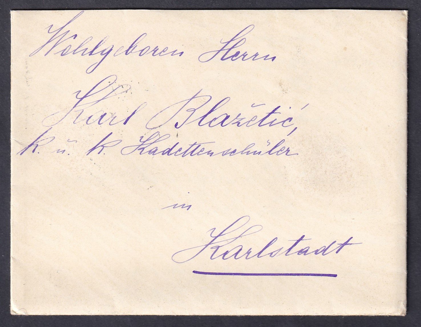 1905. Gospic, KÁROLYVÁROS / KARLOVAC-ba feladott kiaslakú levél teljes tartalommal - viaszpecsétekkel lezárva