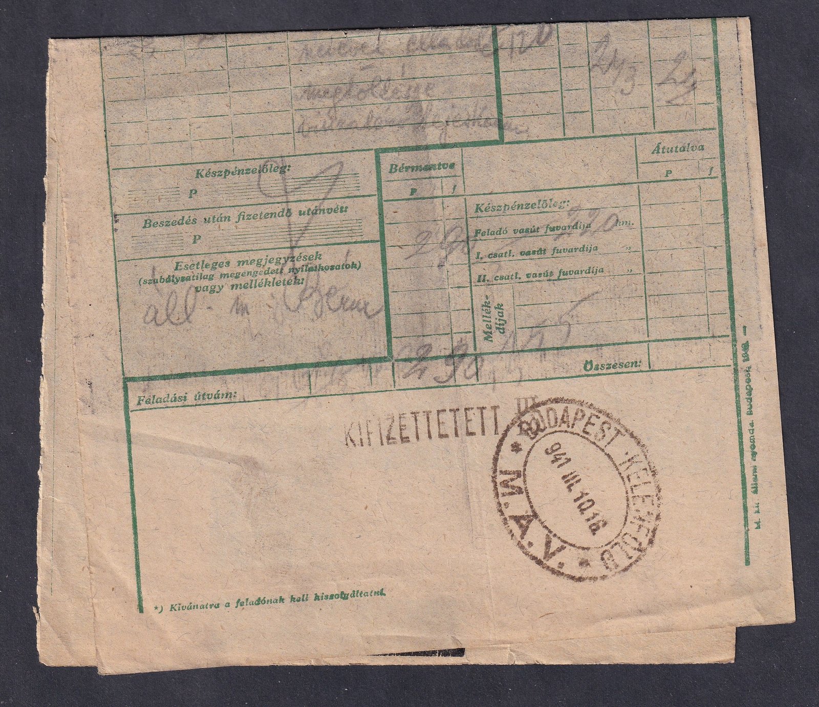 1941. Vasúti szállító vevény