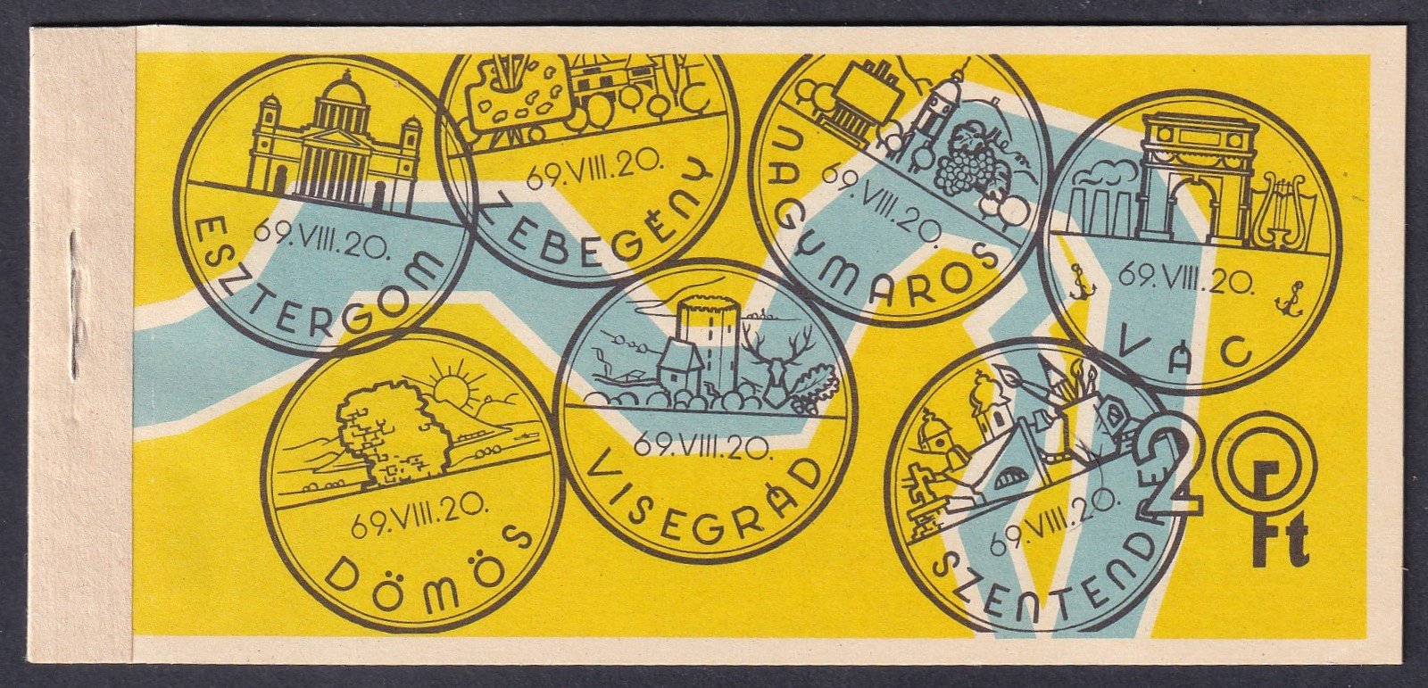 1969. Dunakanyar bélyegfüzet, PÉCS - korabeli bélyegzéssel