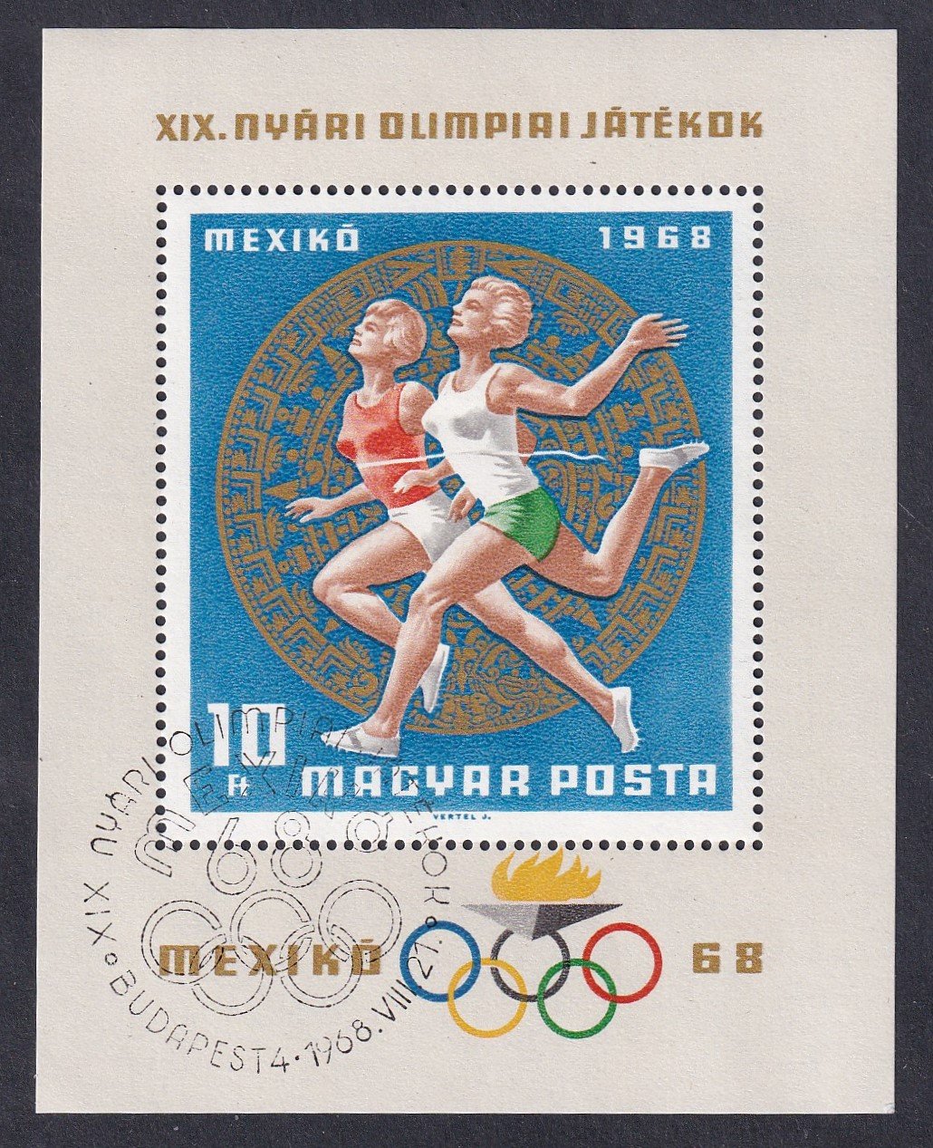 1968.  Olimpia blokk alkalmi bélyegzéssel