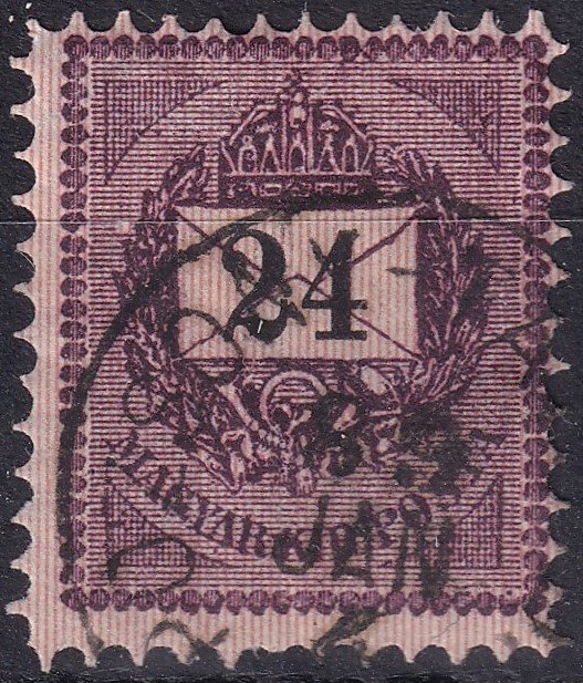 1888. 24kr, sötét lilás-barna színnel