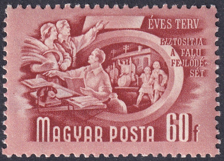 1951. Ötéves terv II. 60f számvízjellel