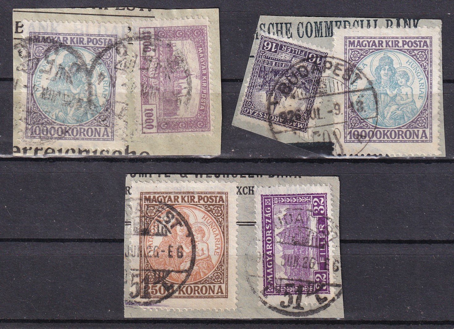 Korona-fillér vegyes díjlerovások kivágások