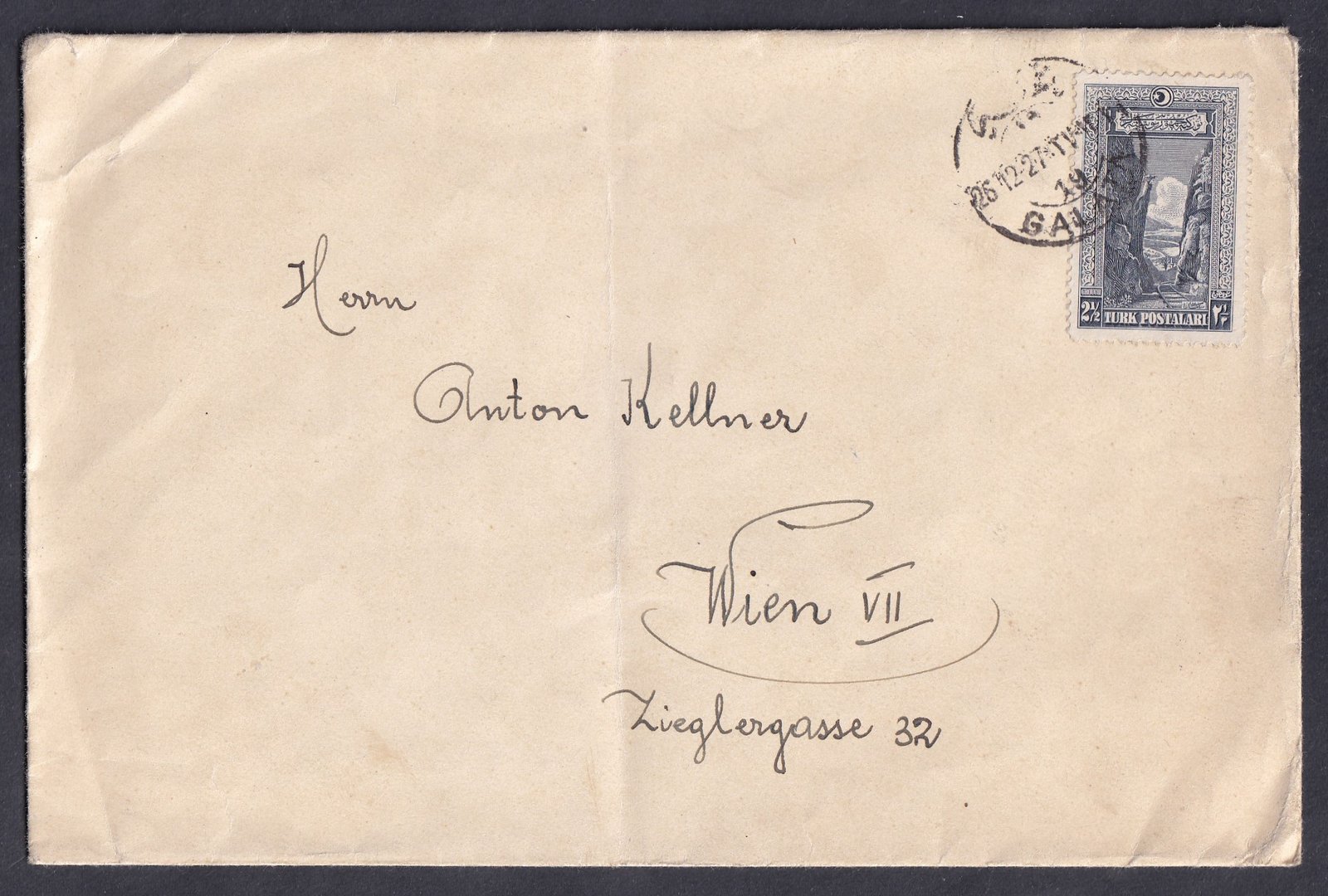 1927. Törökország, Bécsbe feladott levél