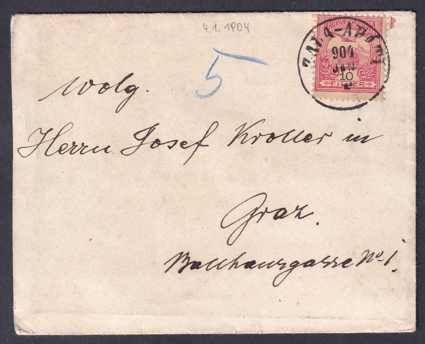 1904. ZALA-APÁTI, Graz-ba feladott levél
