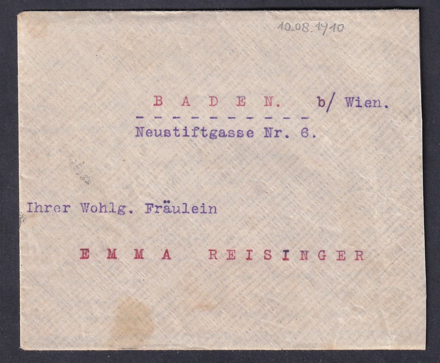 1910. IGLÓ, Bécsbe feladott kisalakú levél, teljes tartalommal (szép viszpecsét)